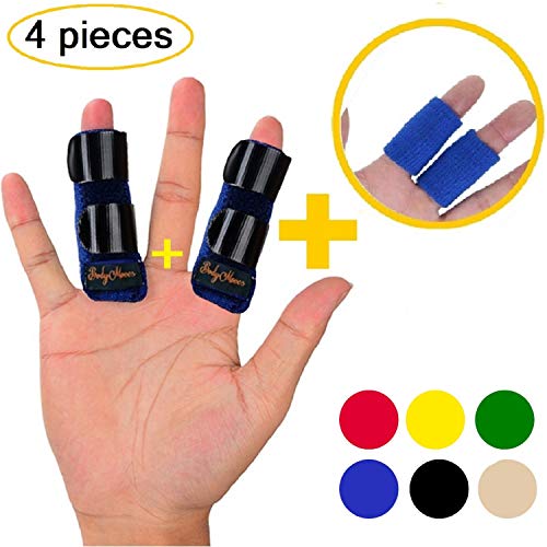 BodyMoves Finger Splint Plus Sleeve (4 pc Set, Aqua Blue)