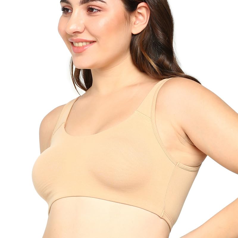 Image of BLOSSOM Women's Anti- Microbial Treated Fabric Double-Layered Cups, Keyhole Back Design, and Easy Slip-On Everyday Bra Aesthetic Bra