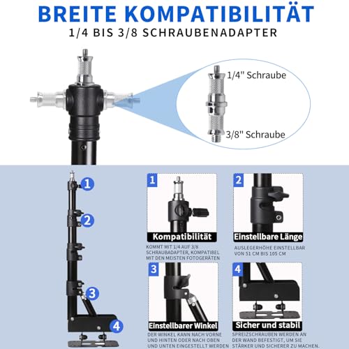 Lámpara de brazo doble LED regulable con brazo triangular de 105 cm de 50W 6