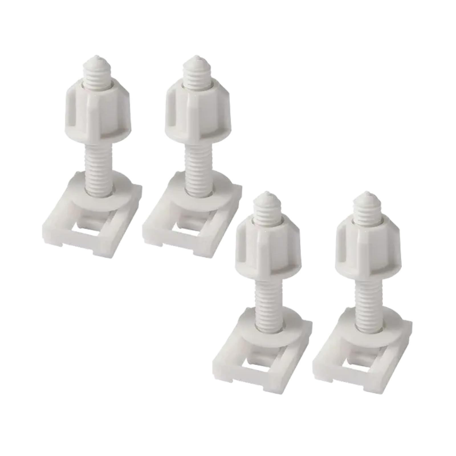 Mooff White 4 Pcs Universal Plastic Toilet Seat Screws And Nuts With Rubber Washers, Hinge Bolts Screws Hinges Replacement Parts Bathroom Fixtures