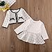 Toddler Kids Baby Girls Plaid Skirt Set Cardigan Jacket Coat + Tutu Dress Set Long Sleeve Outfits Fall Outfit Set (Zip Up White,12-18 Months)