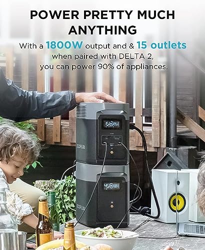 EF ECOFLOW Portable Power Station DELTA2 with Smart Extra Battery, Expand Capacity from 1024Wh to 20