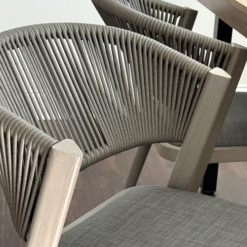 Image of PURPLE LEAF Outdoor Dining Chair 2 Pieces All-Weather Wicker Grey