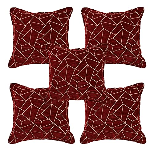 Image of Premium 5 Seater Printed Sofa Cover Set 3,1,1 Seater 10 Pieces Sofa Back Slip Panels, Protector for Single Seater (Maroon, L Shape with Cushion Cover)