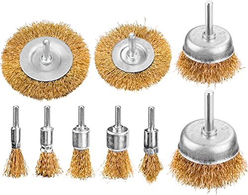 9 Pcs Brosse Metallique pour Perceuse, Brosses en Acier pour Visseuse Perceuse pour le Nettoyage de la Rouille, Corrosion, Peinture
