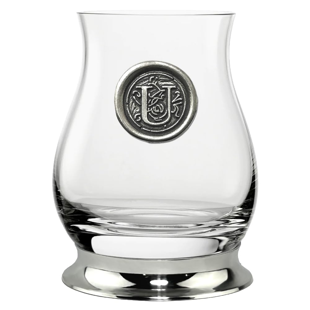 English Pewter Company Glencairn Personalised Whisky Mixer Glass with Monogram Initial, Unique Gifts for Men - Image 2