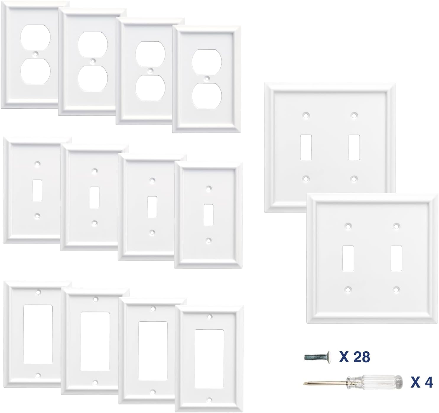 Wall Plates Duplex Outlet Covers, Classic White Light Switch Cover - Natural Bamboo Fiber Electrical Outlet Cover Plate Variety of Styles: Decorator/Duplex