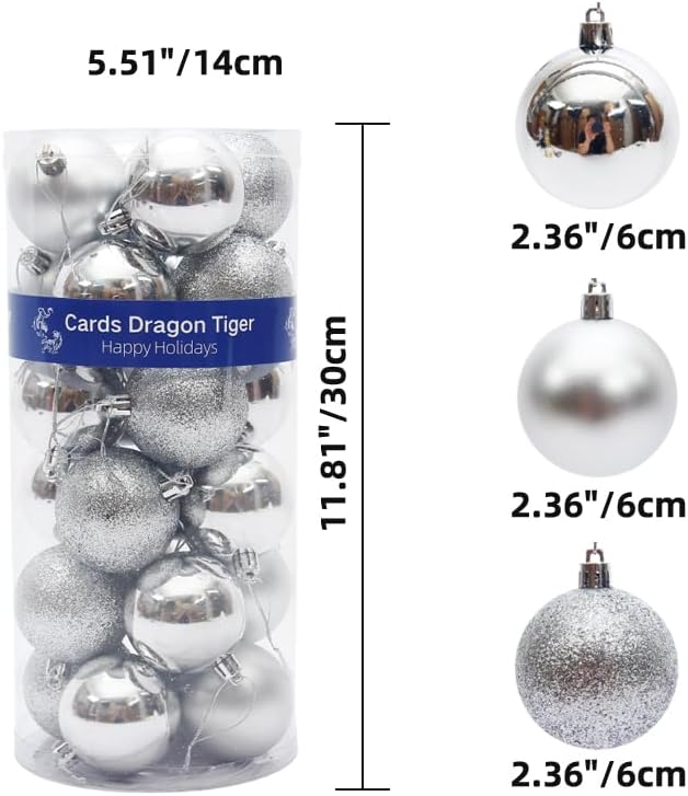 Miniatura 3 de 24 esferas decorativas de Navidad para árbol de Navidad, esferas colgantes para decoración de festividades, bodas, fiestas (2.36 pulgadas - 2.4 in,