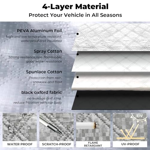 Image of Heavy Duty Windshield Cover for Winter Ice Snow Frost, Longer and Wider to fit SUVs and Trucks, Pefect for Car SUV Truck Winter, Ultra Thick Protective Windscreen Cover (70 x 50)