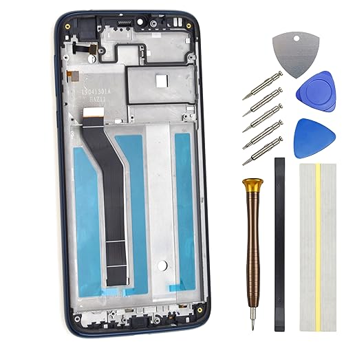 Double Sure LCD Screen for (154mm) Motorola Moto G7 Power XT1955 XT1955-4 Full Display Touch Digitizer Screen Replacement with Screen Frame Blue 6.2'