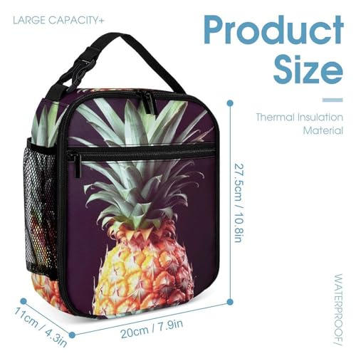 Beautiful Pineapple Backpack Set 3 Piece, Durable Backpack Insulated Lunch Bag Portable Pencil Case for Men Women4