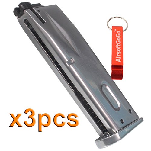 WE Cargador para M9 / M92 / M92F Serie GBB (Plata) X3pcs - AirsoftGoGo Llavero Incluido