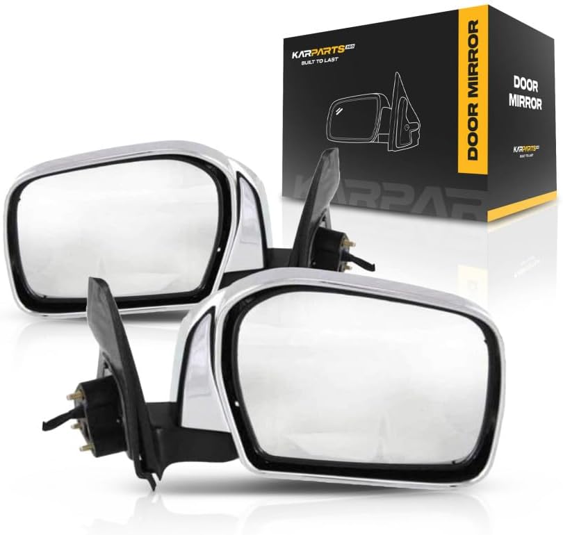 For Toyota Tacoma 2001 02 03 2004 Door Mirror Driver and Passenger Side | Pair | Power | Non-Heated | Chrome | Replacement For 87940-35751, 87910-35840 | TO1320159, TO1321159