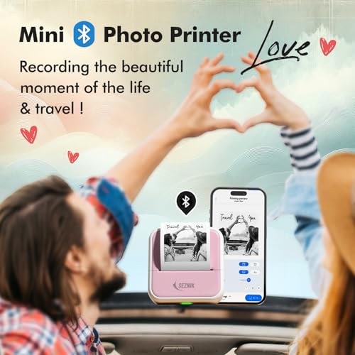 SEZNIK Mini Printer, Inkless, Thermal, Bluetooth, Portable Printer, Compatible Android, iOS Mobile. 1 Year Warranty (MiniX-Pink) - Image 7