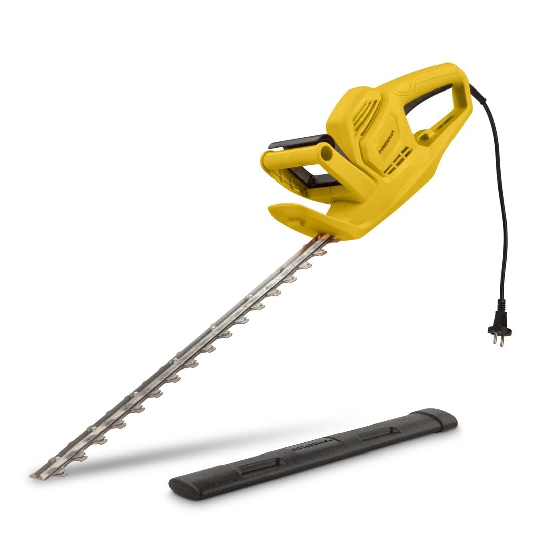 Powerplus POWEG20071 Cortasetos eléctrico - Cortasetos eléctrico de 500 W, cuchilla de 550 mm y 20 mm de distancia de corte, herramienta de jardín para recortar arbustos, setos y plantas