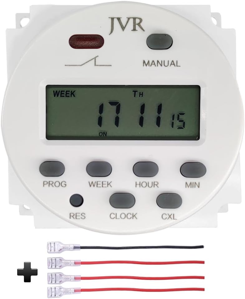 JVR 12V Timer Switch - Programmable, DC/AC/Solar Battery Powered | 12 Volt Timer Relay