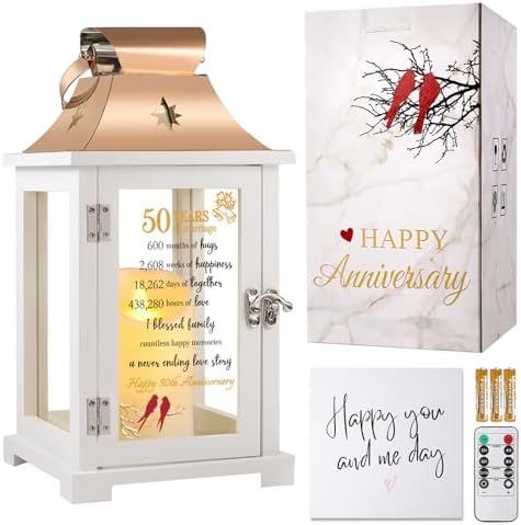 50th Wedding Anniversary Lantern,Best 50th Anniversary Wedding Gifts for Couple Parents Wife Husband Grandparents,Happy 50th Anniversary Decoration,Unique 50th Anniversary Wedding Gift Ideas