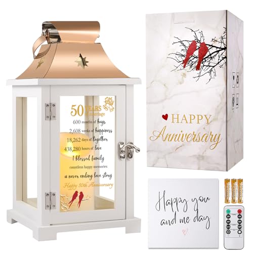 50th Anniversary Lantern - Unique Wedding Gift for Couple, Parents, Grandparents - Happy 50th...