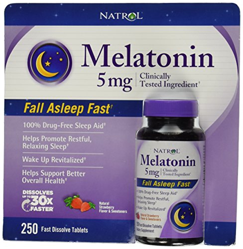 Natrol Melatonin 5 Mg, 250 Fast Dissolve Tablets Strawberry Flavor