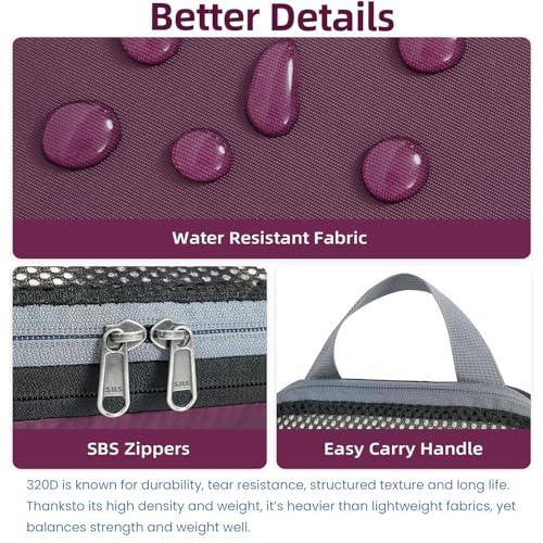 Image of BAGAIL 4 Set /6 Set /8 Set Compression Packing Cubes Travel Accessories Expandable Packing Organizers (Half Mesh, 6-Burgundy)