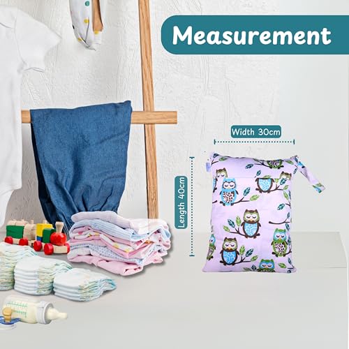 Image of Chic Buddy Polyester Waterproof Wet Bag, Washable, Reusable for Travel, Beach, Pool, Stroller, Diapers, Dirty Gym Clothes, Wet Swimsuits, Toiletries (BARN OWL, Wet Bag /Dry Bag), Multicolor
