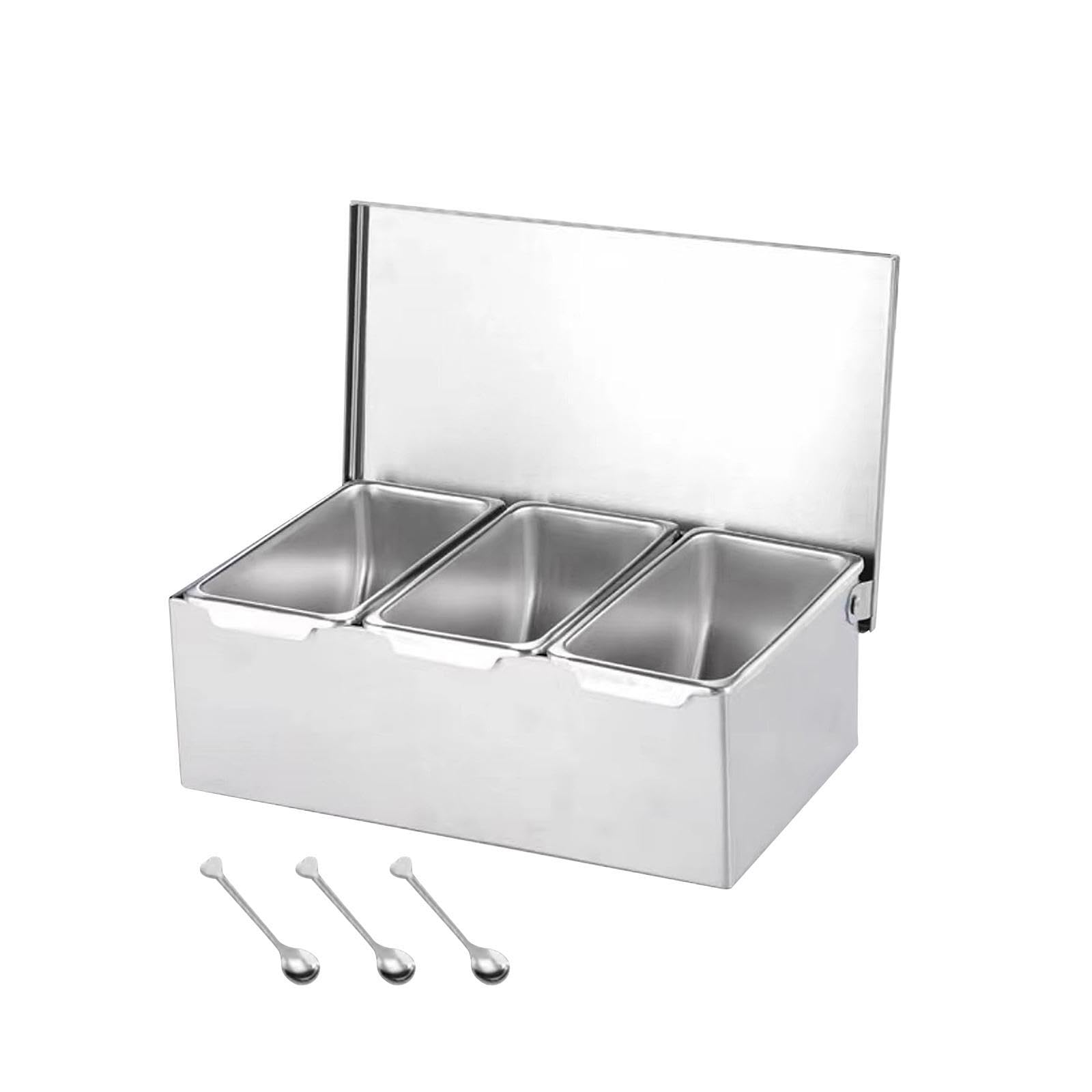 IOIUSKKU Set versatile di contenitori per spezie con scomparti, Tre griglie | soluzione per riporre gli ingredienti in cucina. La scatola per condimenti può essere impilata e posizionata sul piano di