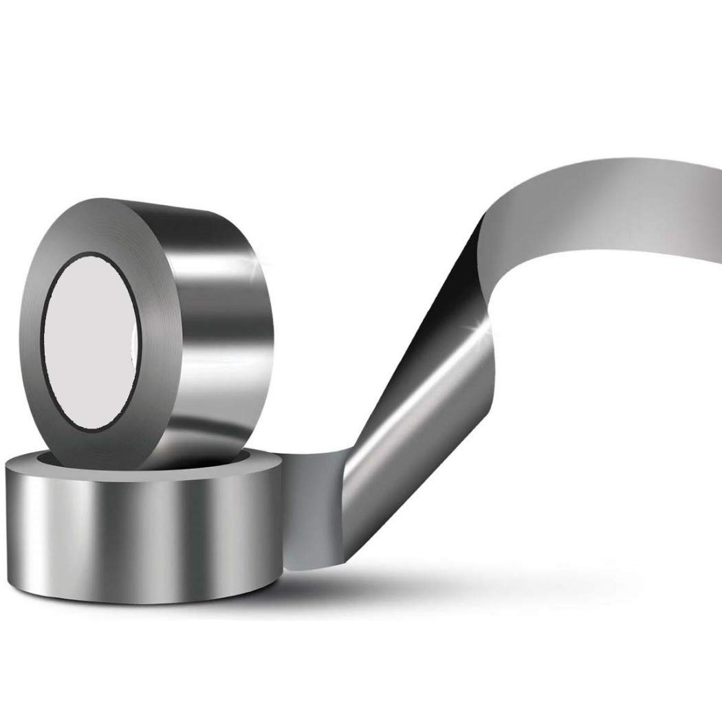 Multi-purpose Strong Aluminium Foil Adhesive Insulation Tape for Roof Leak, Surface Crack, Window Sill Gap, Pipe Rupture, Boat Sealing, Etc… (2 Inch - Pack of 2, Aluminium Tap)