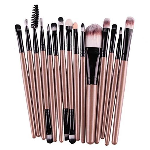Kit de Pinceau Maquillage, DIANFR Pinceaux Maquillages, 15 Pcs/Ensembles Fard à PaupièRes Fondation Sourcils LèVres Brosse Pinceaux De Maquillage Outil (Golden)