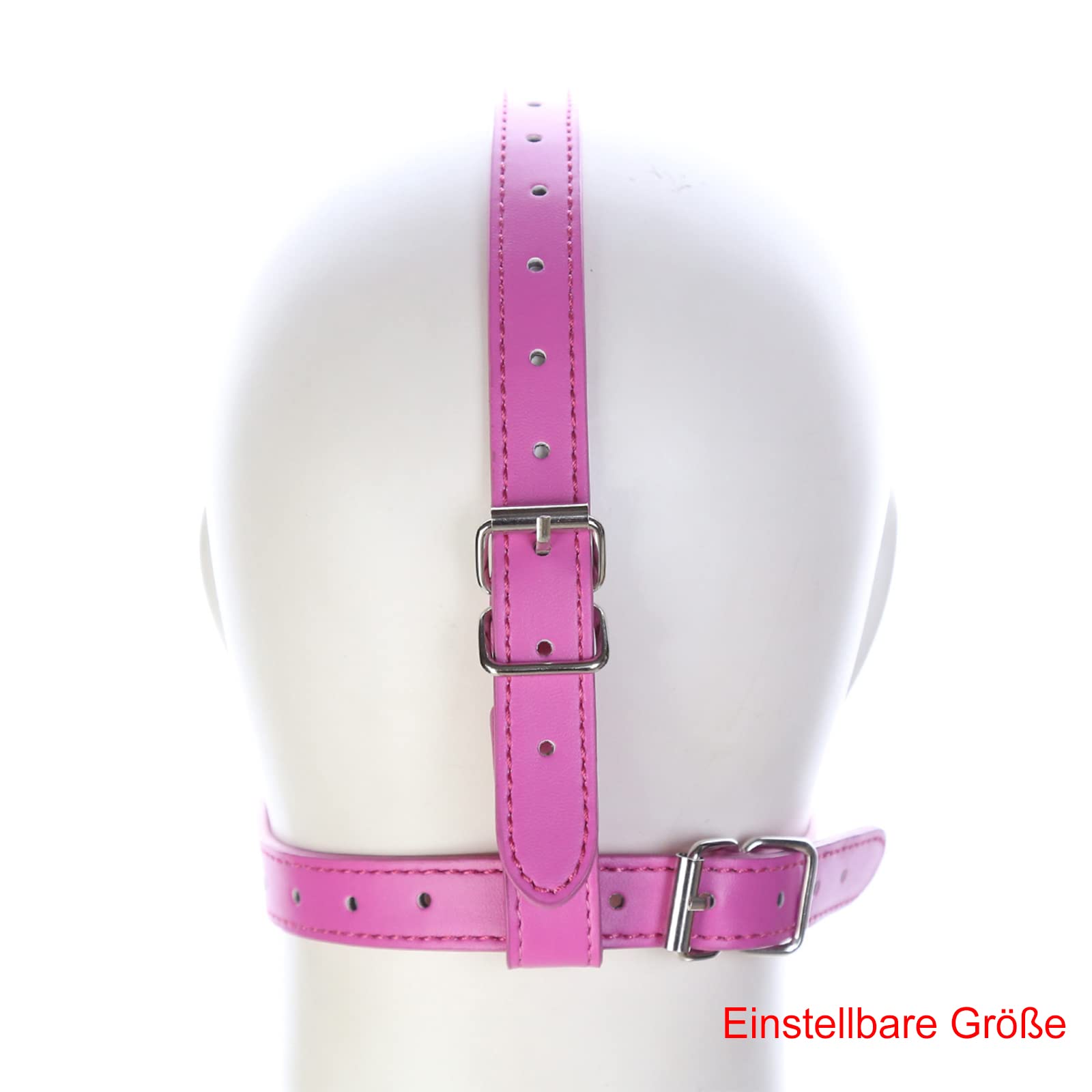 Bondage Kopf-Geschirr Mit Mundknebel Ring SM Leder Kopf Harness Mouth Gag 2 Metall Ringen BDSM Pferdekopf Fesselgurte Einstellbar Sklaven Fetisch Sexspielzeug for Frauen Männer