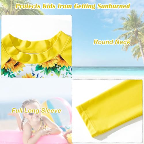 Image of TUONROAD Girls 2 Pieces Rash Guard Swimsuit Long Sleeve Tankini for 4-10 Years