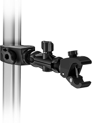 Soporte de doble abrazadera con brazo mágico de 360, abrazadera de paraguas para silla de cochecito, soporte de cámara para soporte de luz, monitor,