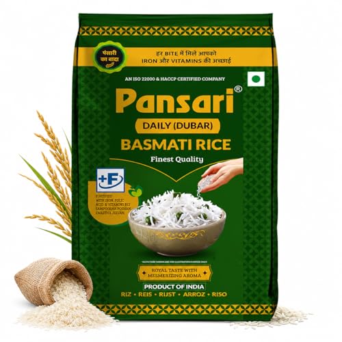 Image of Pansari Daily Dubar Basmati Rice 10 Kg With Biryani Masala- Long Grain, Aromatic & Flavorful - Fortified with Iron & Vitamins - Ideal for Daily Cooking - Perfect for Biryani, Pulao, and Khichdi
