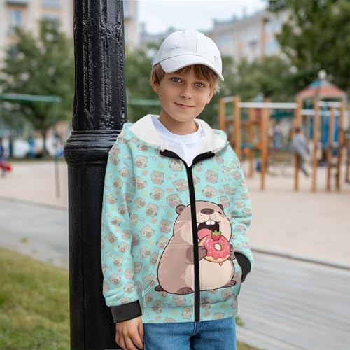 Fleece Hoodies for Kids Long Sleeve Zip Up Jacket Cute Hooded Sweatshirt with Pocket Relax Fit Workout Coat4
