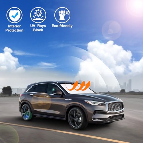 Image of Windshield Sun Shade Custom Fit for 2019-2021 Infiniti QX50 & 2021-2025 2026 QX55 Accessories Foldable Sunshade Sun Blocker Protect Car from Sun Rays & Heat Damage Keep Car Cooler
