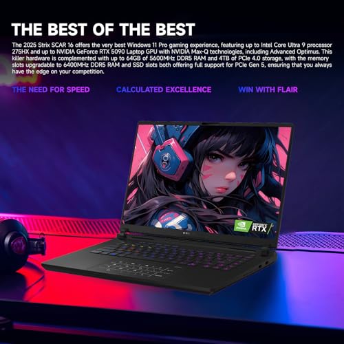 ROG Strix Scar Intel Ultra 9 275HX NVIDIA GeForce RTX 5090 Pro Gaming Laptop, 16" ROG Nebula HDR 2.5K 240Hz/3ms, 64GB DDR5 RAM, 2TB SSD, Wi-Fi 7, Window 11 Pro, Bundle con raffreddamento PCO - Notebook - Immagine 6
