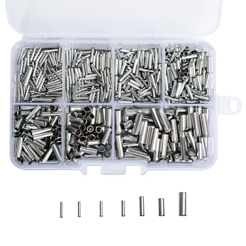 600 Pcs 7 Sizes Wire Ferrules Kit, Tinned Copper Crimp Connectors,22-18 AWG 16-14 AWG 12-10 AWG Non Insulated Electrical Cable Pin Cord End Terminals Assortment Kit