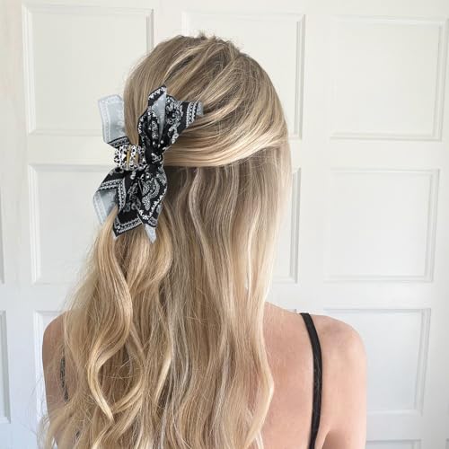 Pinces à cheveux extra larges à nœud bandana style bohème chic
