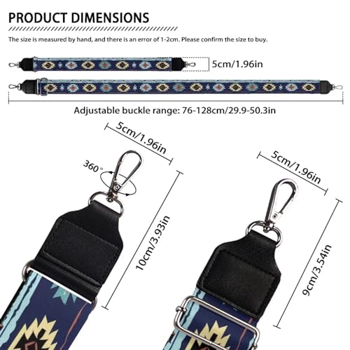 Image of Wide Bag Straps Replacement Crossbody Navajo Aztec Guitar Straps for Handbags /Purses /Messenger /Duffel Bags Backpack Straps Replacement Adjustable Length from 30 inch to 50.3 inch Southwestern