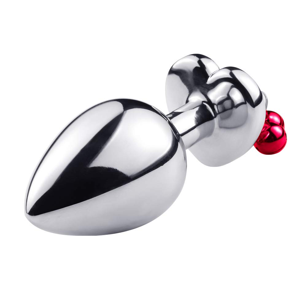 3 Pcs Metal Anal Butt Plug Toys Heart Shaped Bell Anal Trainer Jewelry Design Fetish Butt Plug Kit SM Adult Gay Anal Plugs Woman Men Sex Gifts Things for Beginners Couples (): Red