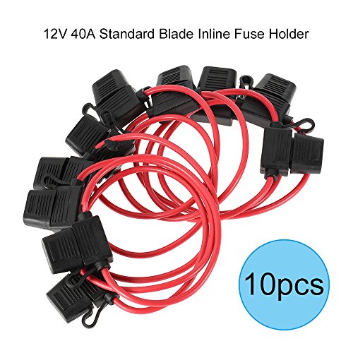 Yorten 10pcs DC 12V 40A lâmina padrão embutido porta fusível à prova de respingos para bicicleta de