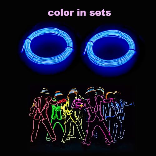 Image of dobestyou Blue 2pack EL Wire -5m Glow-in-The-Dark Electroluminescent Wire with Power Adapter, Waterproof Flexible Light Strip for Halloween Costumes, Cosplay, Rave Parties & DIY Nighttime Decorations