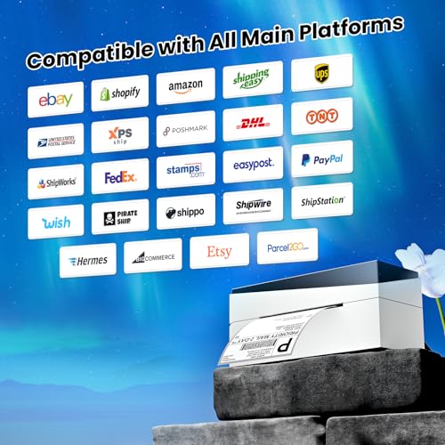 Omezizy 249BT Bluetooth Etikettendrucker DHL,Labeldrucker 4x6,Versandetiketten Drucker,DHL Label Printer Kompatibel mit Amazon, Etsy, Shopify, Royal Mail, DHL, FedEx, etc