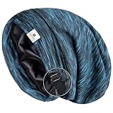 YANIBEST Silk Satin Bonnet Hair Cover Sleep Cap - Adjustable Stay on Silk Lined Slouchy Beanie Hat for Night Sleeping Teal