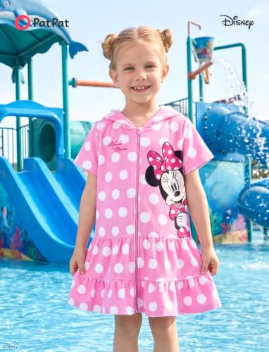 Image of Disney Princess Frozen Stitch Marvel Minnie Girl Swim Cover Up Terry Cloth Swimsuit Coverup Zip-up Bathing Suit Wrap Hooded