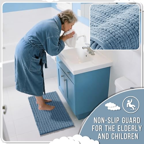 Image of Yimobra Bathroom Rugs Sets 2 Piece, Super Absorbent Bath Mat Set,Denim Blue