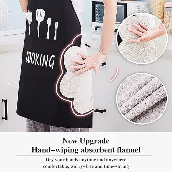 Image of Barbeque Grill New Kitchen Apron For Coocking Women & Men Apron for Kitchen Cooking Waterproof Chef Apron set with Pocket and 2 Side Coral Velvet Towels for Home, BBQ Grill design unique apron