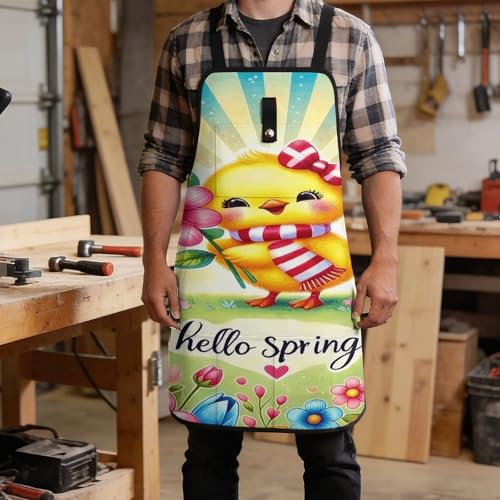 Delantal para taller con diseño Spring Chick y flores miniatura 5