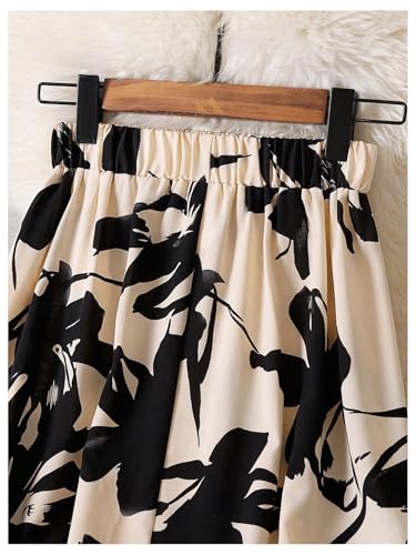 WDIRARA Women's Floral Print Ruffle Flowy Flared Skirt Boho High Waisted A Line Long Skirts3