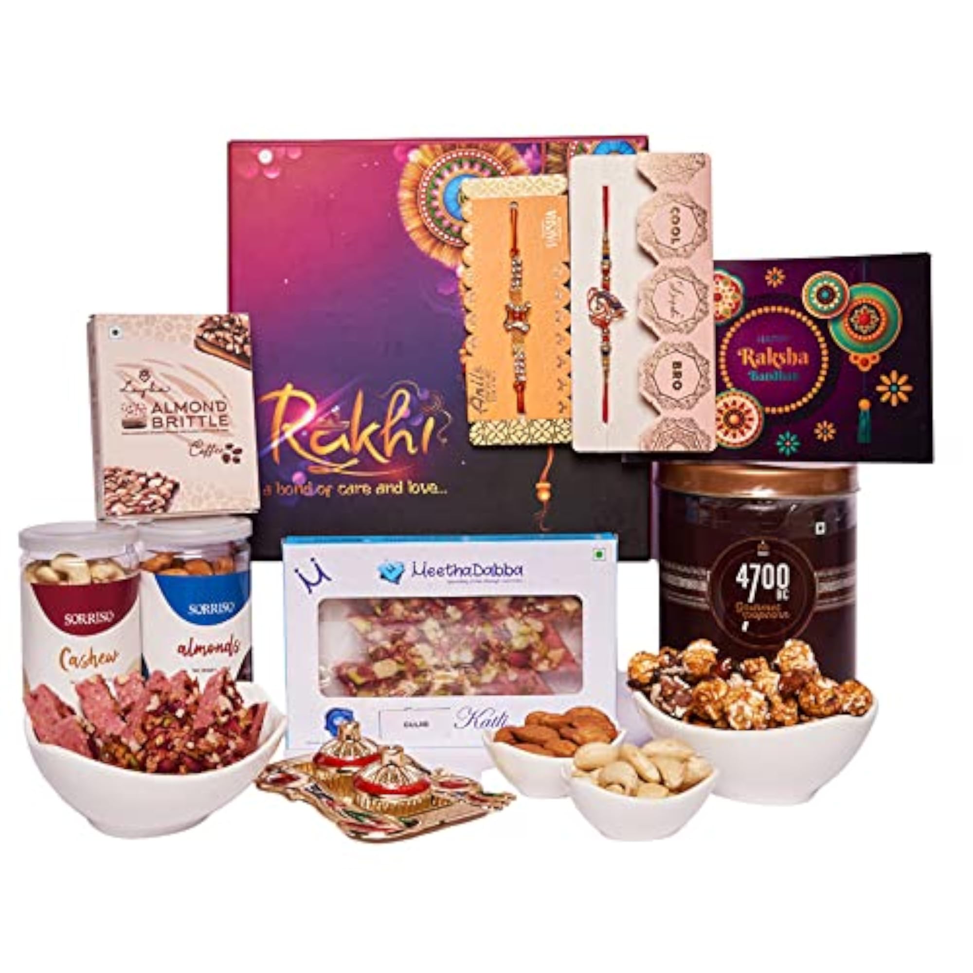Premium Kaju Katli & Dry Fruits Rakhi Hamper Box, Gift Set