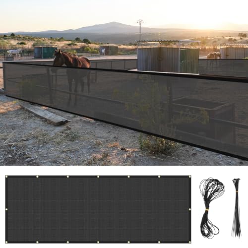 Wesnoy Protector de puesto de caballos de 112 x 44 pulgadas con ojales y lazos, pantalla de malla resistente, pantalla de privacidad para puesto de caballos, porche, terraza, patio, patio trasero,